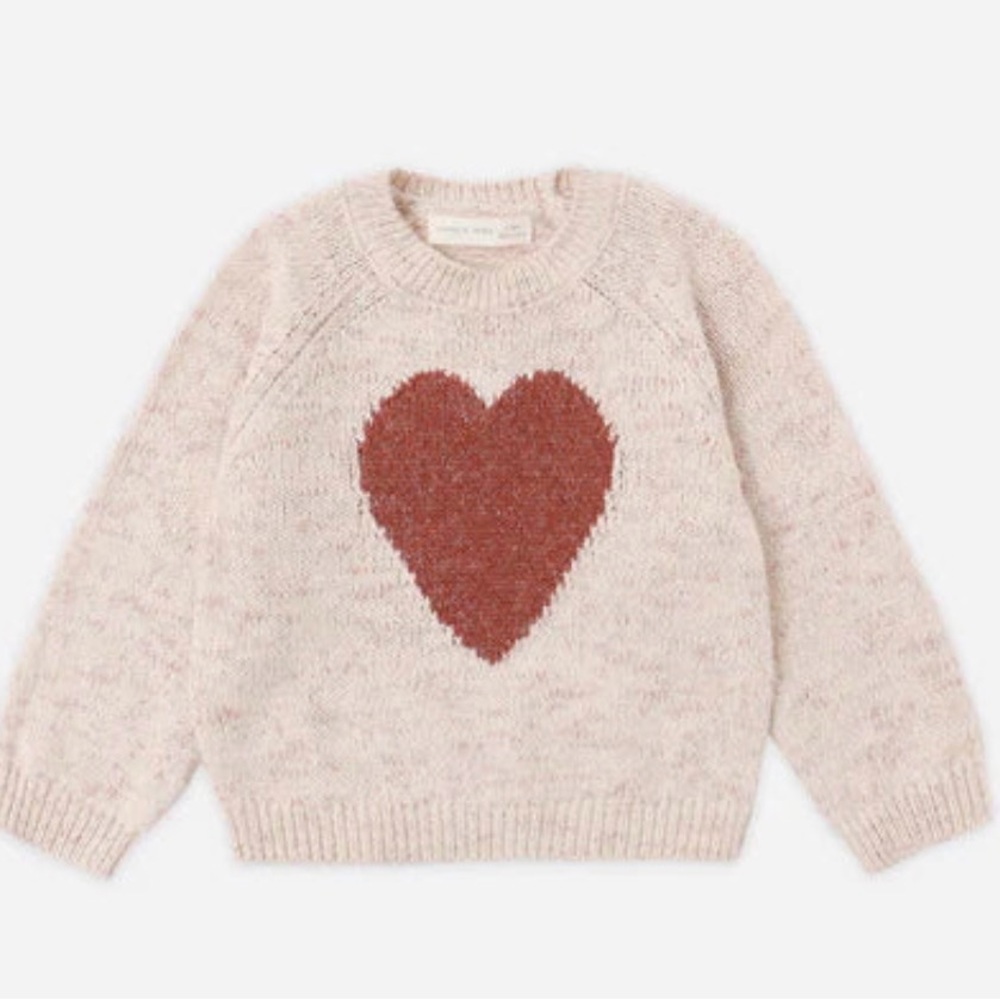 Knit Sweater with Red Heart by Quincy Mae